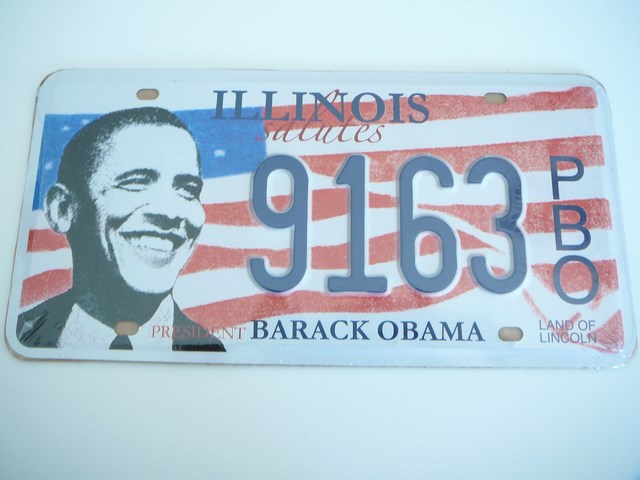 Plaque d'Immatriculation US ILLINOIS Salutes Barack Obama Dioramax